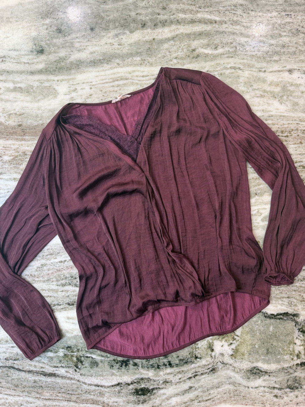 Maurices Long Sleeve V-Neck Blouse Top